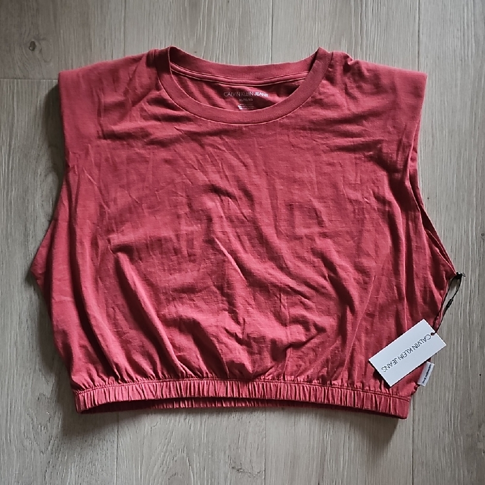 Calvin Klein Jeans Red Sleeveless Crop Top
